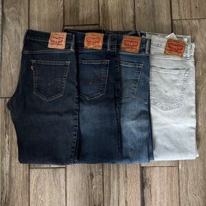 Levi's Men's Jeans (4 pairs) - Dark Blues and Light Blue W 33 L 32.